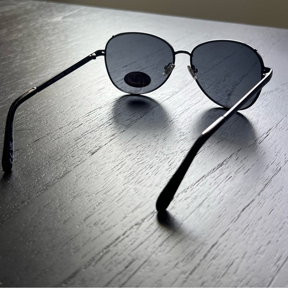 NWT Fossil 57mm Black Aviator Sunglasses